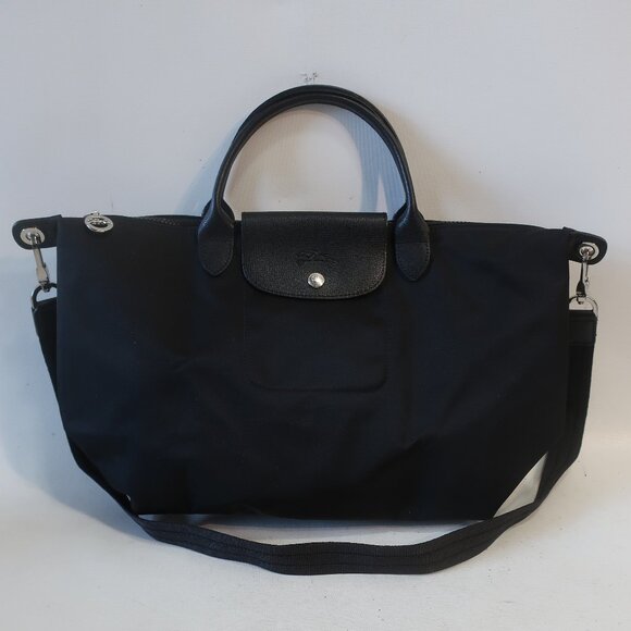 Authentic Womens Longchamp Paris Black Modele Depose Neo Crossbody Tote Handbag - Picture 2 of 16